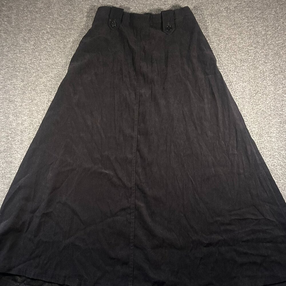 Vintage Coldwater Creek Skirt Size 10P Black Pockets Dark Academia Goth Midi
